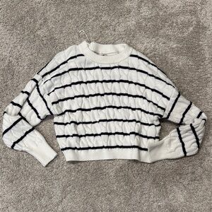 Pink Republic White and Black Striped Long Sleeve Top